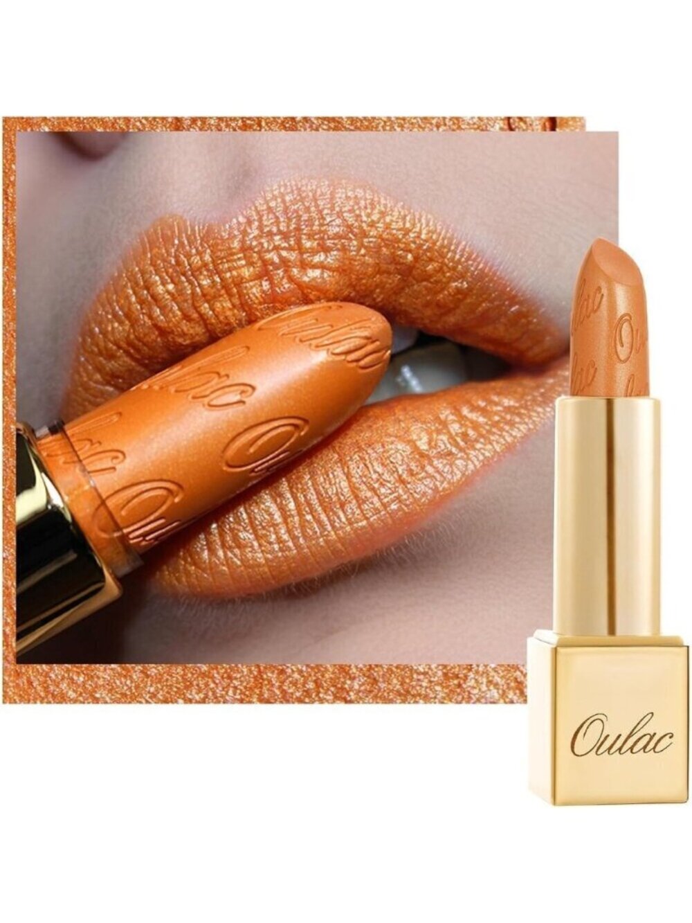 🆕Metallic Orange Lipstick Lightweight Soft Hydrating Vegan Full-Coverage Color